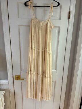 Luca + Grae Tiered Cream Maxi Dress with Tie Straps